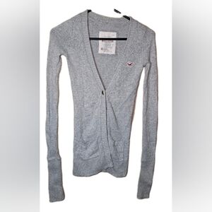 Hollister Women's Light Gray Cardigan Sweater